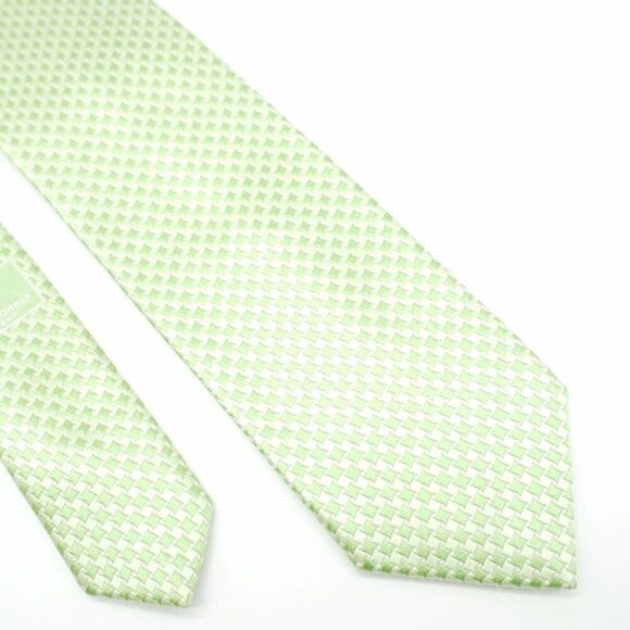 Haines & Bonner Of London Green Woven Geometric Silk Tie‎ - Picture 1 of 8
